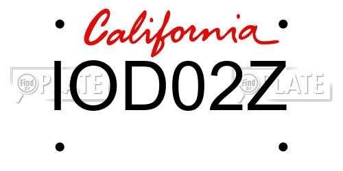 IOD02Z California License Plate