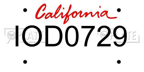 IOD0729 California License Plate
