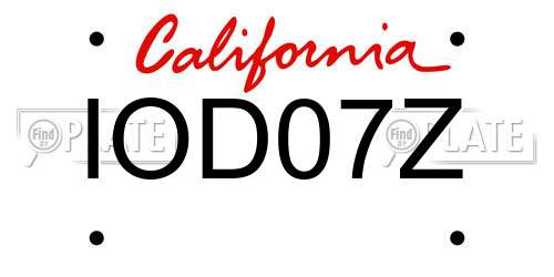 IOD07Z California License Plate