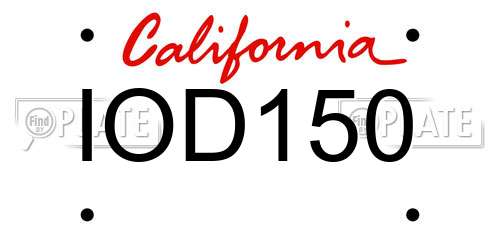 IOD150 California License Plate