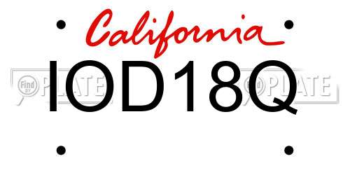 IOD18Q California License Plate