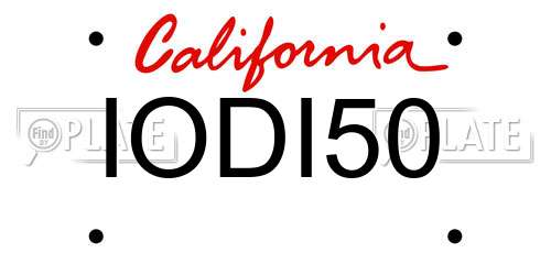 IODI50 California License Plate