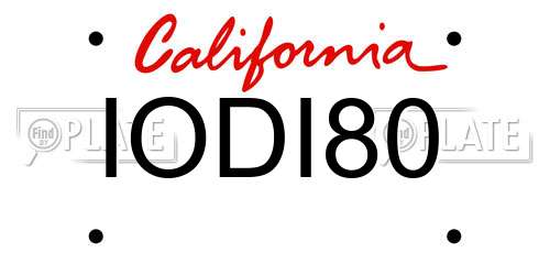 IODI80 California License Plate