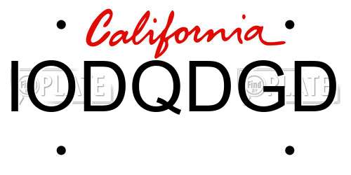 IODQDGD California License Plate