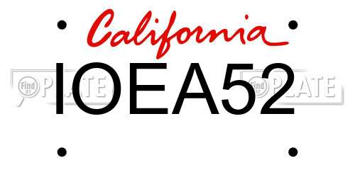 IOEA52 California License Plate