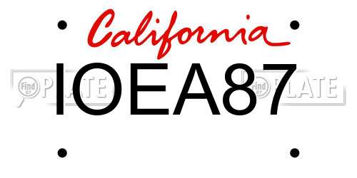 IOEA87 California License Plate