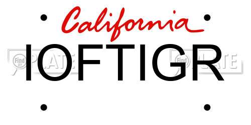 IOFTIGR California License Plate