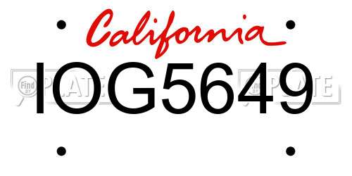 IOG5649 California License Plate