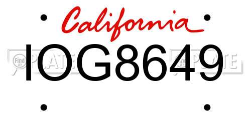 IOG8649 California License Plate
