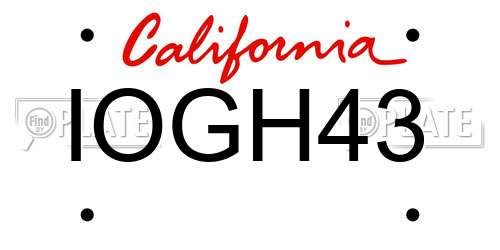 IOGH43 California License Plate