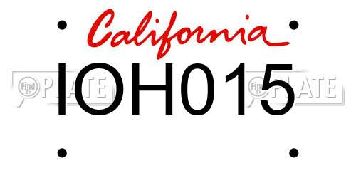IOH015 California License Plate