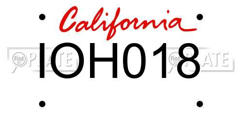 IOH018 California License Plate