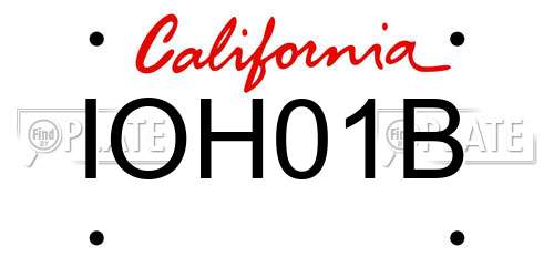 IOH01B California License Plate