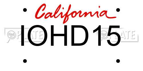 IOHD15 California License Plate