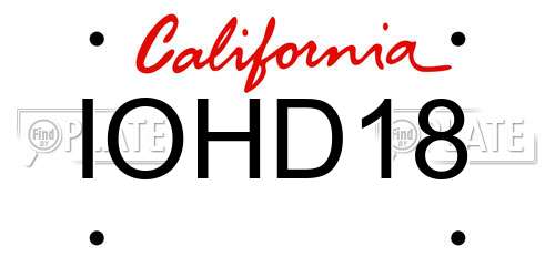 IOHD18 California License Plate