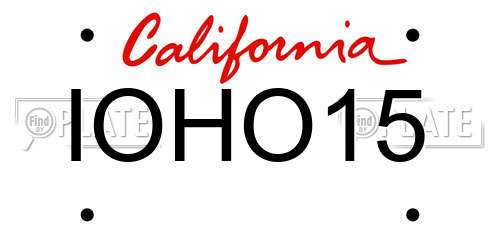 IOHO15 California License Plate
