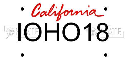 IOHO18 California License Plate