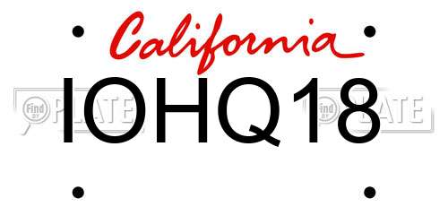 IOHQ18 California License Plate