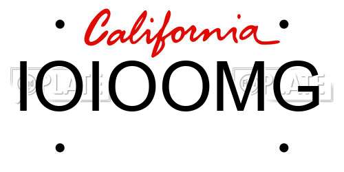 IOIOOMG California License Plate
