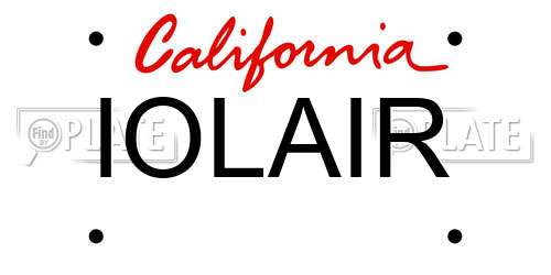 IOLAIR California License Plate