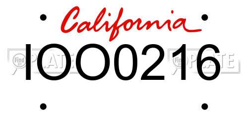 IOO0216 California License Plate