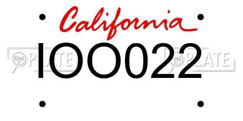 IOO022 California License Plate