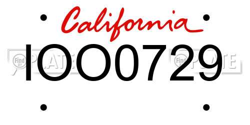 IOO0729 California License Plate