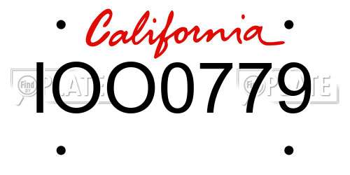 IOO0779 California License Plate