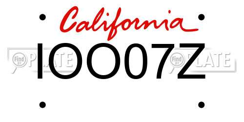 IOO07Z California License Plate