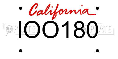 IOO180 California License Plate
