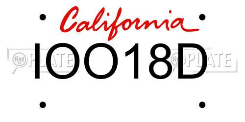 IOO18D California License Plate