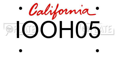 IOOH05 California License Plate