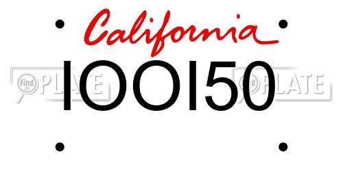 IOOI50 California License Plate