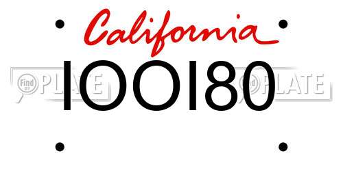 IOOI80 California License Plate