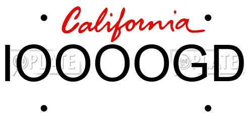 IOOOOGD California License Plate