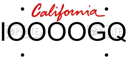 IOOOOGQ California License Plate