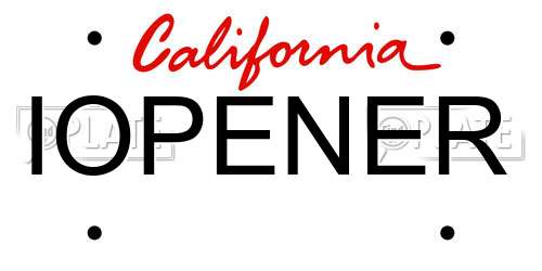 IOPENER California License Plate