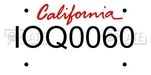 IOQ0060 California License Plate