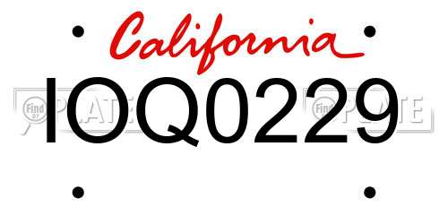 IOQ0229 California License Plate