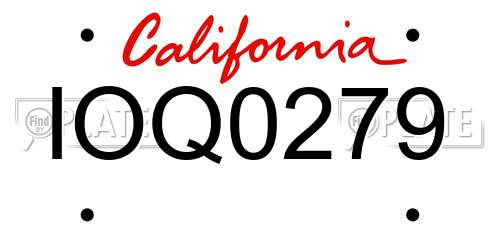 IOQ0279 California License Plate