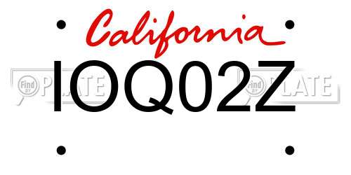 IOQ02Z California License Plate