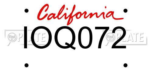 IOQ072 California License Plate