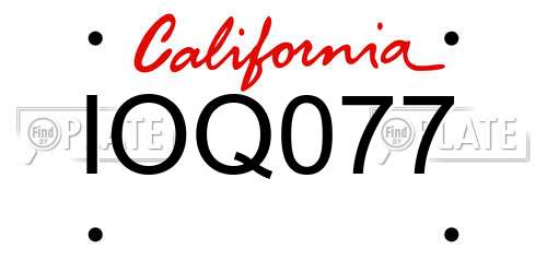 IOQ077 California License Plate