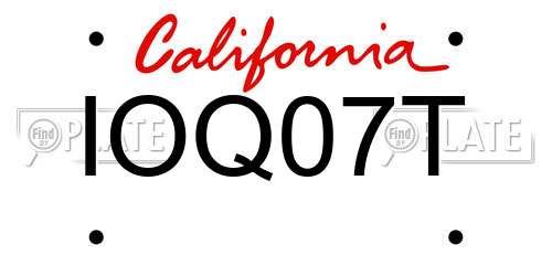 IOQ07T California License Plate