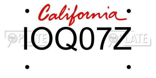 IOQ07Z California License Plate