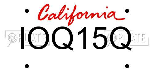 IOQ15Q California License Plate