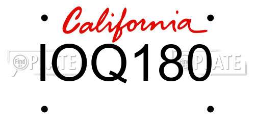 IOQ180 California License Plate