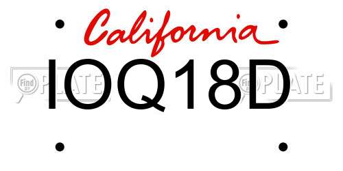 IOQ18D California License Plate