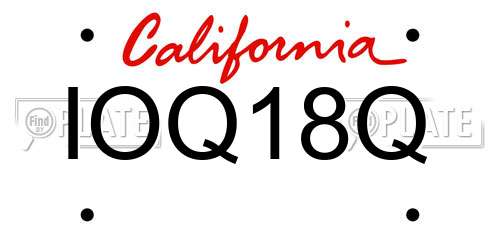 IOQ18Q California License Plate