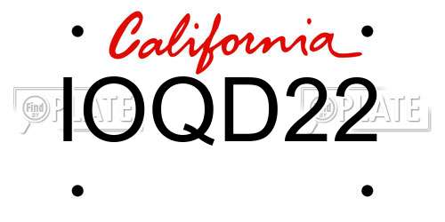 IOQD22 California License Plate